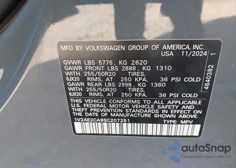 2025 Volkswagen Atlas Cross Sport 2.0T Sel R-Line Black from USA, damaged, VIN 1V2AE2CA9SC207251